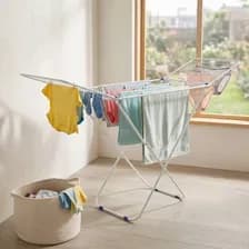 Tender Ropa Plegable Con Alas Proline 180x105 Pie Hogar Hierro Blanco