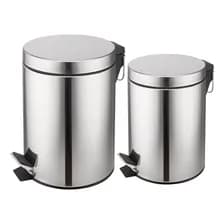 Set Tachos De Basura 3 Lts Y 12 Lts Cestos Residuos Plateado