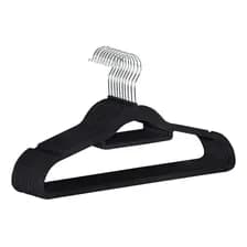 Pack X20 Perchas Terciopelo Slim Antideslizantes Ultra Finas Gancho Giratorio Metalico Organizador Closet Vestidor Ropa Delicada Ahorro Espacio Resistente Durable Elegantes Levys Bazar Negro