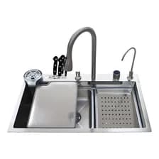 Bacha De Cocina Inteligente Acero Inox 304 Set Griferia Nano Silver Yuka