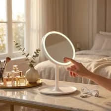 Espejo Maquillaje Led Redondo Táctil Touch Usb Luz Blanca Iluminado Tocador Camarera Regulable Brillo Belleza Profesional Baño Dormitorio Regalo Mujer Maquilladora Espejo Con Luz Led Usb Blanco