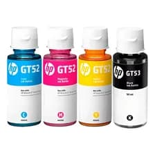 Tinta Hp Original Kit X4 | Gt53 Negro 90 Ml + Gt52 Colores 70ml C/u Amarillo, Negro, Cyan, Magenta