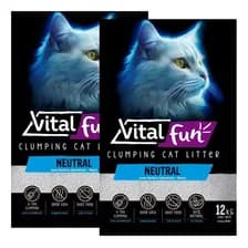 Piedras Sanitarias Para Gatos Aglomerante Vitalfun Aroma Neutro Pack Ahorro 2 Bolsas De 12kg Total 24kg