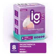 Ropa Interior Descartable Adultos Igfit Talle L Pack 8 Uds Incontinencia Moderada Grande