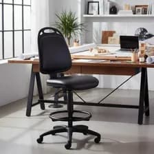 Silla Cajera Diva Banqueta Alta Escritorio Ecocuero Ruedas Negro Cuero Sintético