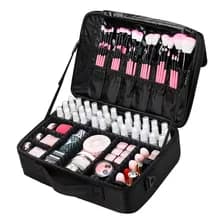 Porta Bolso De Maquillaje Care By Gadnic Br20 Impermeable 10 Divisores Ajustables Negro