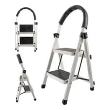 Escalera Plegable 2 Escalones Dakota Reforzado Aluminio Multiuso Blanco