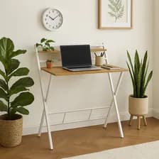 Escritorio Plegable Nórdico Blanco Y Madera 84 X 61 Cm Blanco