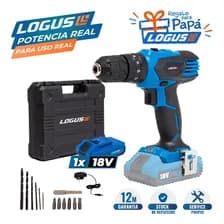 Taladro Percutor De Mano Inalambrico 18v Max Y Maletin Color Azul Logus