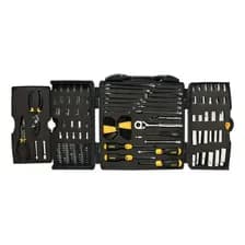 Set De Herramientas Mecánicas Stanley Cromado 150 Piezas Negro