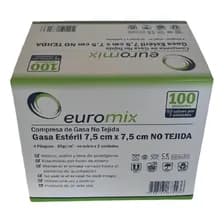 50 Sobres X 2 Un. Gasa Estéril No Tejida Euromix 7,5 X 7,5cm Color Blanco