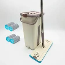 Trapeador Mopa Con Balde Escurridor + 4 Repuestos Crema