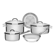 Bateria De Cocina Solar Triple Fondo 5 Piezas Tramontina Color Inox
