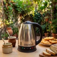 Pava Eléctrica Baza Bzpa-621cl 1,8l 1800w Hervidor Agua Caliente Corte Automático Mate Apagado Seguridad Protección... Plateado