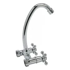 Grifería Cocina Pared Doble Comando Rory Pico Cisne Acabado Cromado Plateado