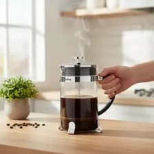 Cafetera Hudson Émbolo F-228-1000 Automática Plateada Y Negra Prensa Francesa Plateado/negro
