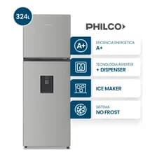 Heladera Philco Top Mount Con Dispenser No Frost Inverter 324l Inox- Phnt324xdi Acero Inoxidable