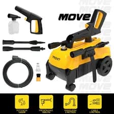 Hidrolavadora Trent Move 1600w 1885 Psi Compacta Adaptable Y Portátil Con Accesorios Y Ruedas Amarillo 50hz