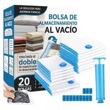 Set X20 Bolsas Valija Vacio Ropa Acolchado Viaje + Aspi Bomba Para Guardar Ropa - Ahorra Espacio - Viajes - Bolsas Compresión Aspiradora Levys Bazar 5 Tamaños