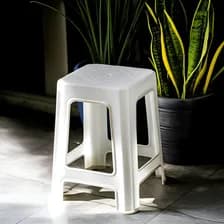 Set 5 Banquetas Plásticas Reforzadas Apilables 46cm Blancas Blanco