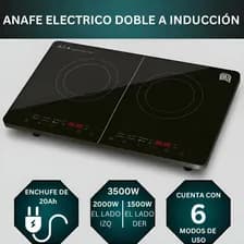 Anafe Eléctrico Inducción Doble Vöhler 3500w 2 Hornallas Negro Digital