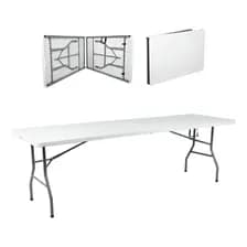 Mesa Plegable Rectangular 244 Cm Valija Camping Playa Picnic Blanco