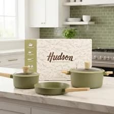 Batería De Cocina Hudson 5 Piezas Antiadherente Aluminio Verde