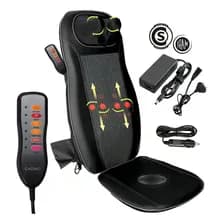 Masajeador Gadnic Alamo Cuello Espalda Glúteos 5 Modos Terapia Calor Vibración Control Remoto Funda Lavable 12v Negro