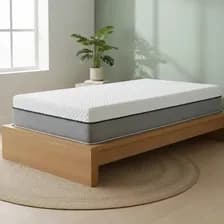 Colchon 1 Plaza Sleepbox Comfort Plus Con Memory Foam - 80x190x25 Cm Azul Y Blanco