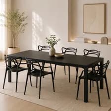 Silla Plastica Allegra Master X6 + Canatos Moderna Interior Exterior Negro Liso Gardenlife