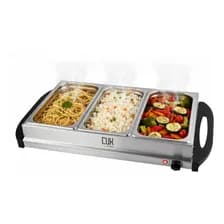 Bufetera Electrica Cuk 300 W 3 Bandejas 2.5 L Capacidad Total 7.5 L Acero Inoxidable Temperatura Regulable