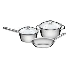 Batería Cocina Juego Ollas Tramontina Allegra Inox 3 Piezas Color Gris
