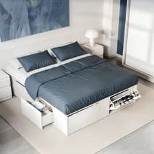 Cama Box 2 Plazas Queen Xl Extensible 140 Cm O 160 Cm Con Cajones Zapateros Baulera Color Blanca Dormitorio Moderna Guardado Completo Cam160 Dielfe