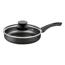 Sartén Aluminio Antiadherente Teflon Con Tapa De Vidrio Tramontina Paris De 24 Cm Plomo