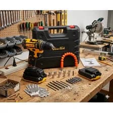 Taladros Electricos Destornilladores Inalambricos 2 Baterias De 21v 24 Piezas Incluye Valija Guantes Newtek Percutores