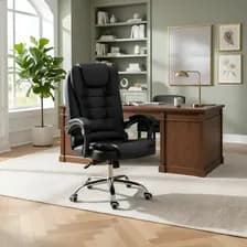 Silla Gerencial De Escritorio Raitot 1507m Color Negro Cuero Sintético
