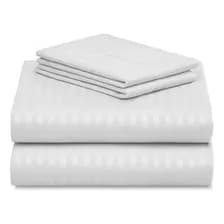 Juego De Sábanas Rieti By Gadnic King Size 2 Plazas Ultra Suave Microfibra Premium Hotel Blanco Rayas