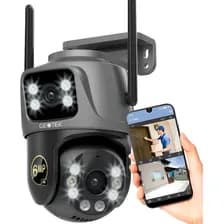 Cámara De Seguridad Geotek Gt-p9 Domo Doble Lente Con Resolución 6mp Visión Nocturna Incluida Color Negro 1 Unidad