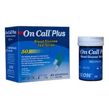 Tiras Reactivas Glucosa On Call Plus Azul X50 Para Glucómetro On Call Azul Marino