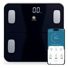 Balanza Personal De Baño Jd If2064a Inteligente Bluetooth Digital Hasta 180kg Bioimpedancia Masa Muscular Grasa Corporal Vidrio Color Negro
