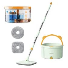 Mopa Trapeador Balde Escurridor Lampazo Centrifuga Separador Agua Sucia/limpia Doble Compartimiento Homettler Wash Turbo Verde Claro