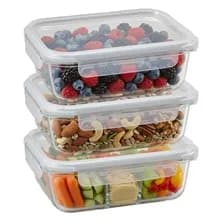 Tuppers Hermeticos Con Tapa 1060ml X3 Unidades Taper Borosilicato Apto Freezer Horno Microondas 3x1060ml