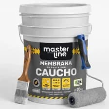 Kit Reparador De Techos Membrana Cauchogoma Masterline Liquida 20 Lts Gris Pincel + Rodillo 22cm Migliore... Mate Gris Oscuro
