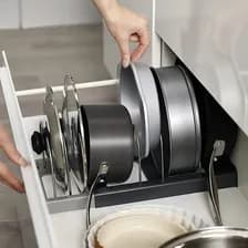 Organizador De Alacena Jazak / Cocina / Sartén Asaderas / Soporte Para Tapas Ollas Platos Tablas / Reforzado / Multifincional / Diseño Moderno / Compacto / Resistente / Ahorra Y Ordena Espacios