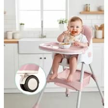 Silla De Comer Baby Pops Baby 2 En 1 Plegable Altura Regulable Rosa