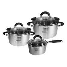 Set 3 Ollas Cacerolas Acero Inoxidable Induccion Hudson Color Plateado