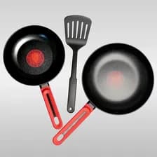 Juego Sartenes Antiadherentes Soft Touch X2 Con Espatula Negro