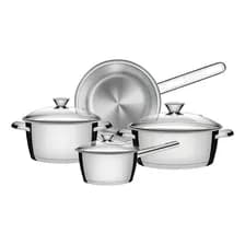 Batería De Cocina Tramontina Allegra 65650/324 Con 4 Piezas Acero Inoxidable Triple Fondo