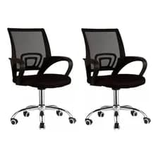 Set X2 Silla De Escritorio Oficina Ergonomica Tela Mesh Color Negro Cl-9050 Circle Line