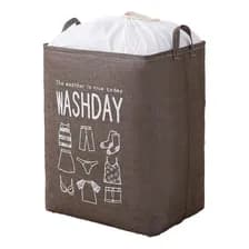 Cesto Canasto Marron Ropa Sucia Organizador Plegable Tela Tapa | Canasto Lavadero Con Cordón Y Asas Bolsa Laundry Washday Grande Decorativa | Para Dormitorio Baño Lavadero Hogar Levys Bazar